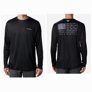 Columbia PFG Omni Shade Black Fish Flag Long Sleeve Fishing Shirt Sx XXL NEW